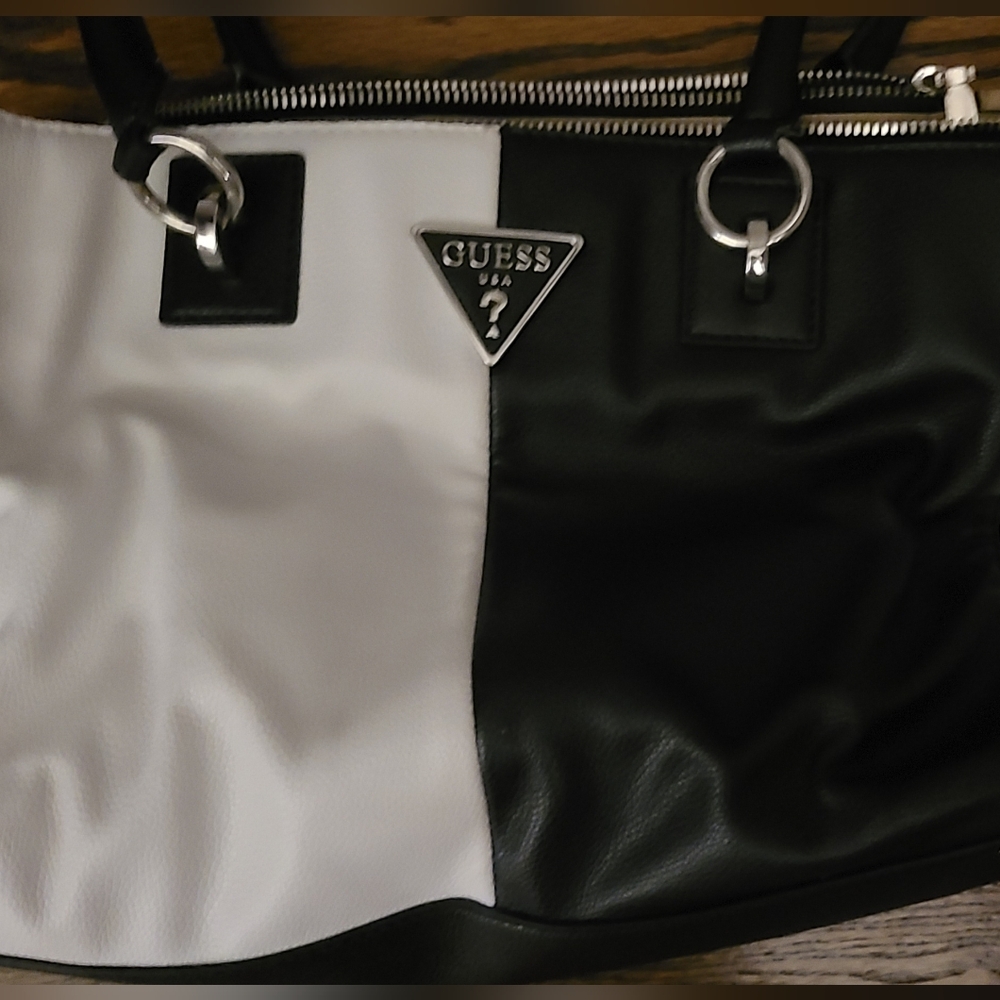 GUESS Two-Tone Black and White Purse